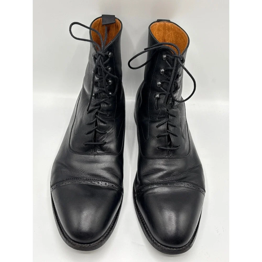 Beckett Simonon Men's Black Leather Cap Toe Lace-Up Dress Boots Size 11.5